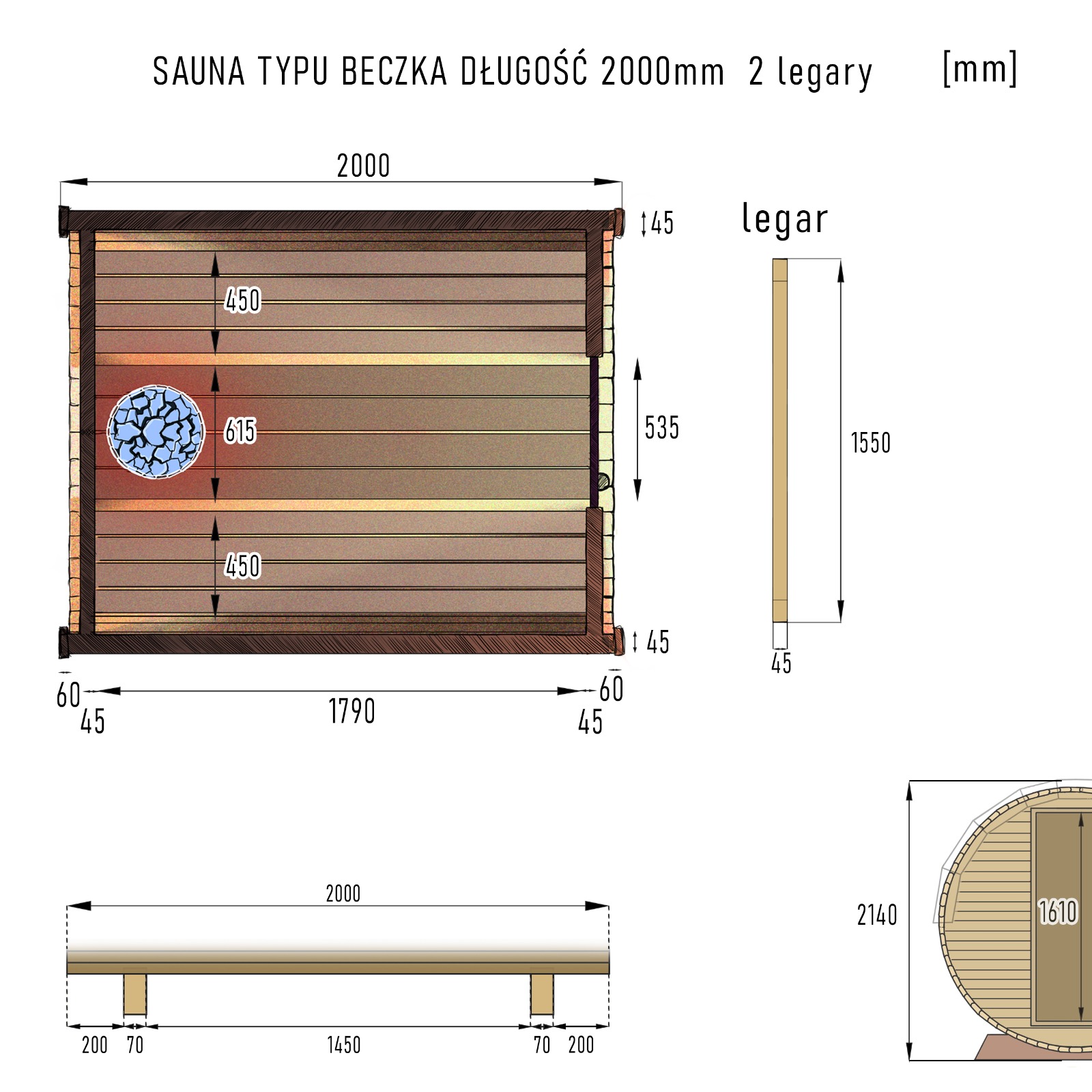 sauna ogrodowa wymiary